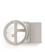 Harrods Giorgio Armani Brushed Palladium-Plated GA Logo Belt Buckle 4cm x 6cm- Buy online at McGrocer