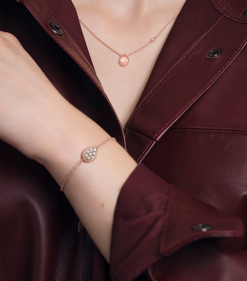 Boucheron Serpent Bohème rose gold necklace with pink quartz and diamond, UK version