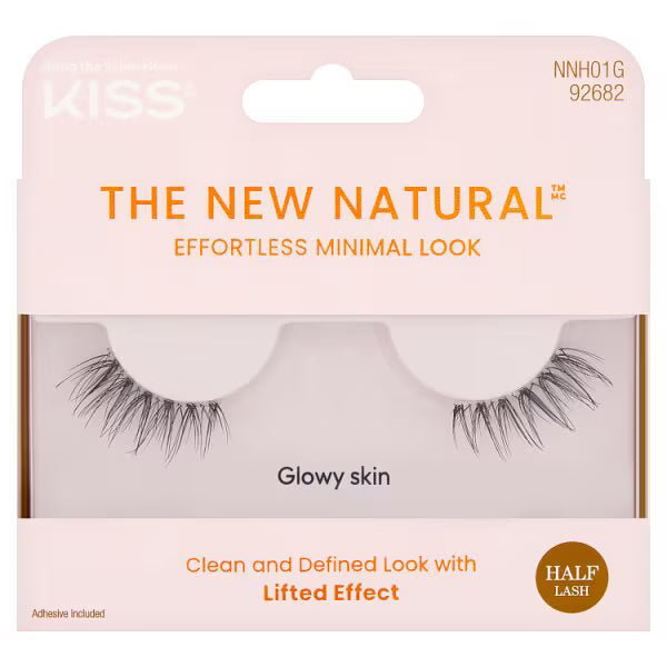 Kiss The New Natural Half Lash Strips 01, UK version kit