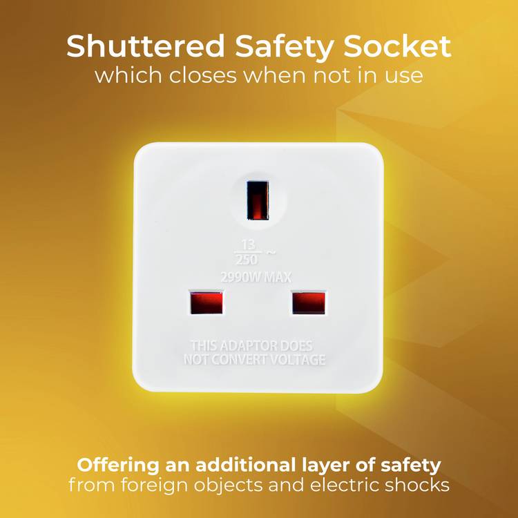 Masterplug UK to USA travel adaptor pack of 3 (British brand)