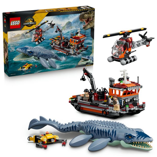 LEGO Jurassic World Mosasaurus Boat Attack set 703pc (British brand)