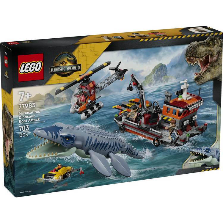 LEGO Jurassic World Mosasaurus Boat Attack set 703pc (British brand)