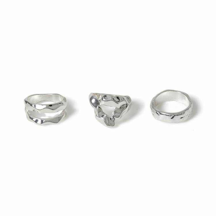 Freedom silver-tone molten ring pack medium (British brand)