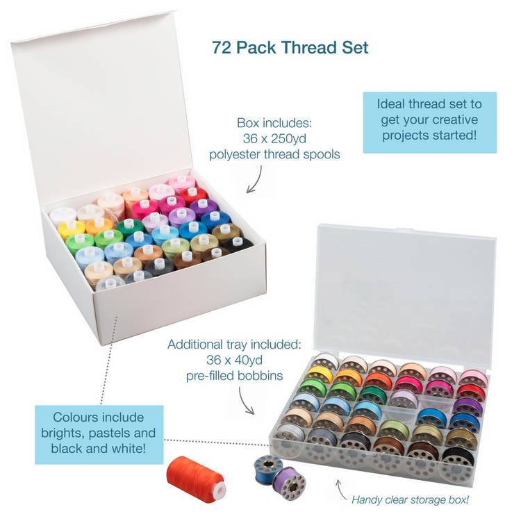 Trimits 36-spool polyester thread set assorted colours (British brand)