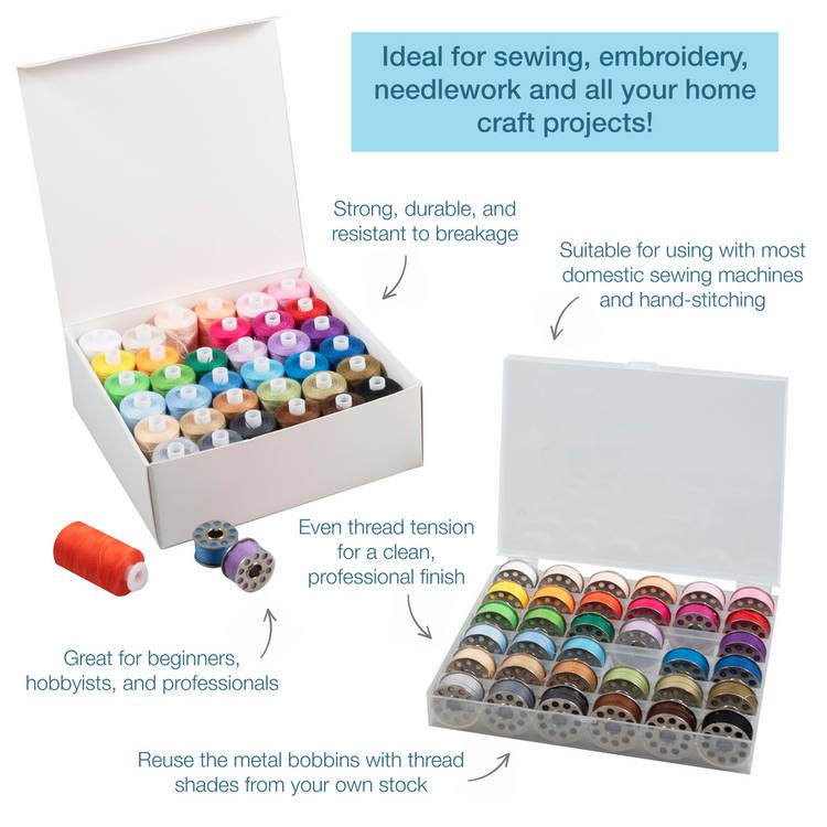 Trimits 36-spool polyester thread set assorted colours (British brand)