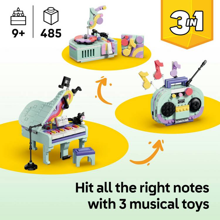 LEGO Creator 3-in-1 Music Decor Piano with Cat building toy, UK version