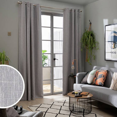 Argos Habitat Linen Blackout Eyelet Curtains Dove Grey 117x137cm- Buy online at McGrocer
