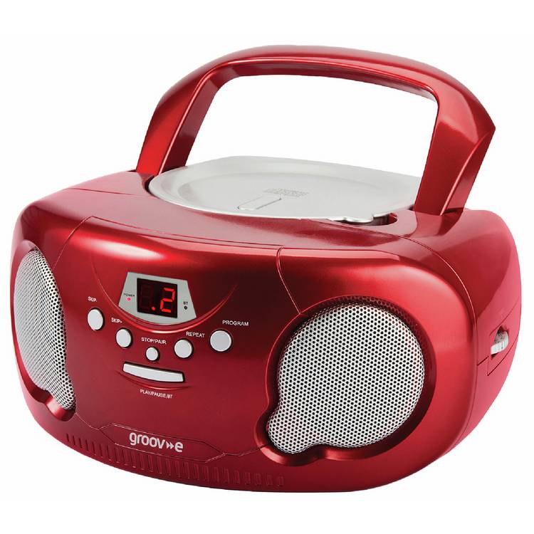 Groov-e Boombox portable CD player radio red - British product