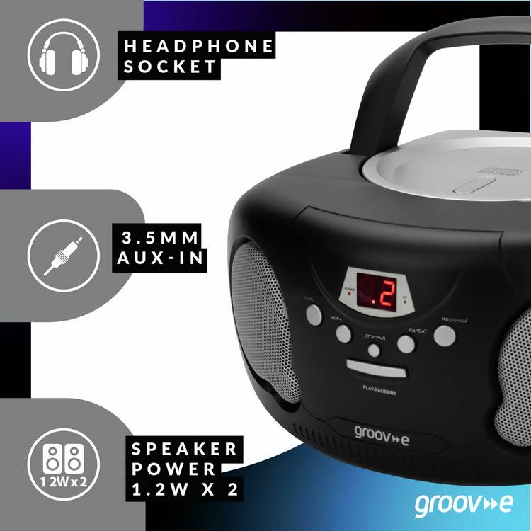Groov-e Boombox portable CD player radio red - British product