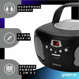 Groov-e Boombox portable CD player radio red - British product