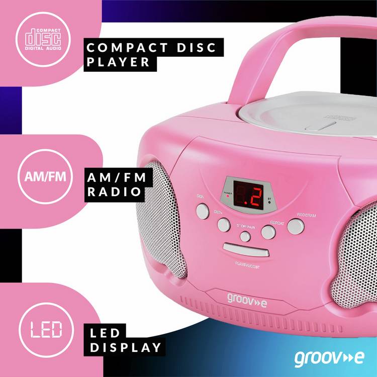 Groov-e Boombox portable CD player radio red - British product