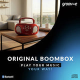 Groov-e Boombox portable CD player radio red - British product