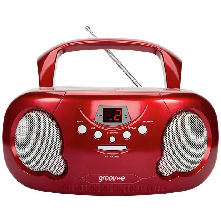 Groov-e Boombox portable CD player radio red - British product