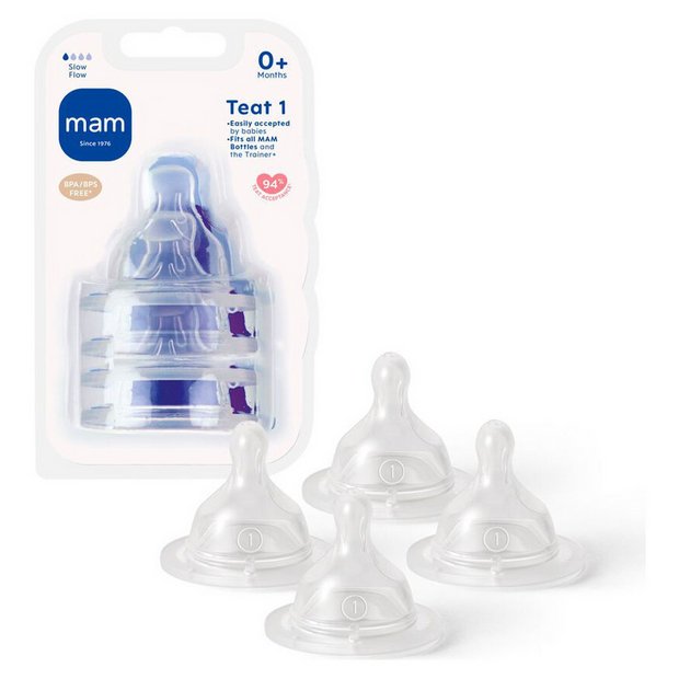 Mam slow flow teats 4-pack, imported from the UK