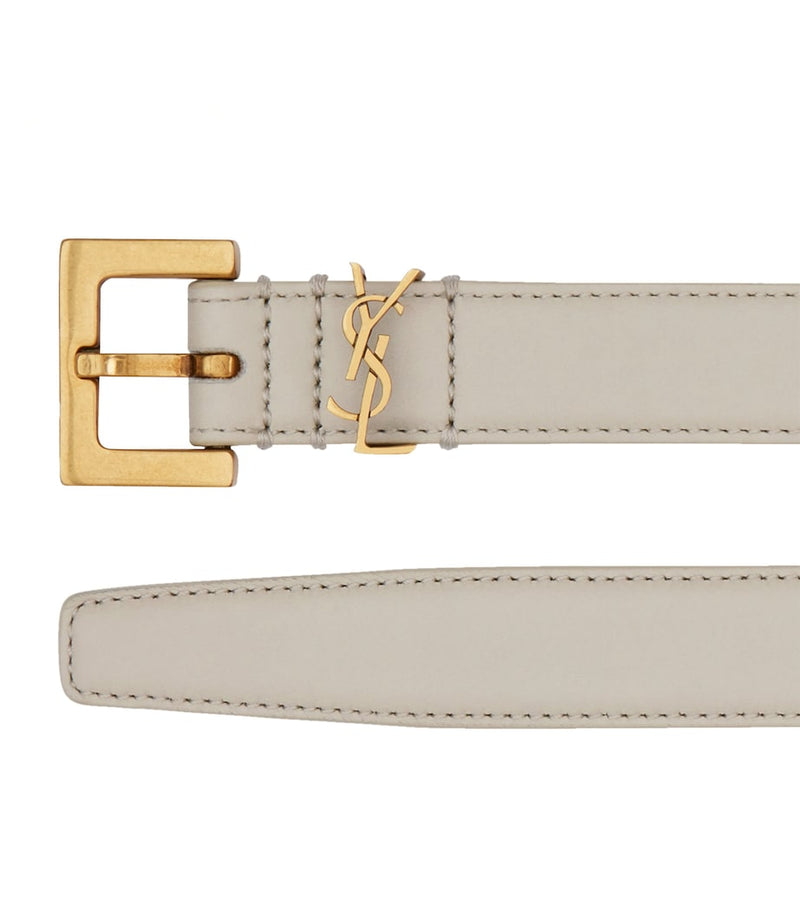 Saint Laurent leather monogram belt gold-toned buckle - British product