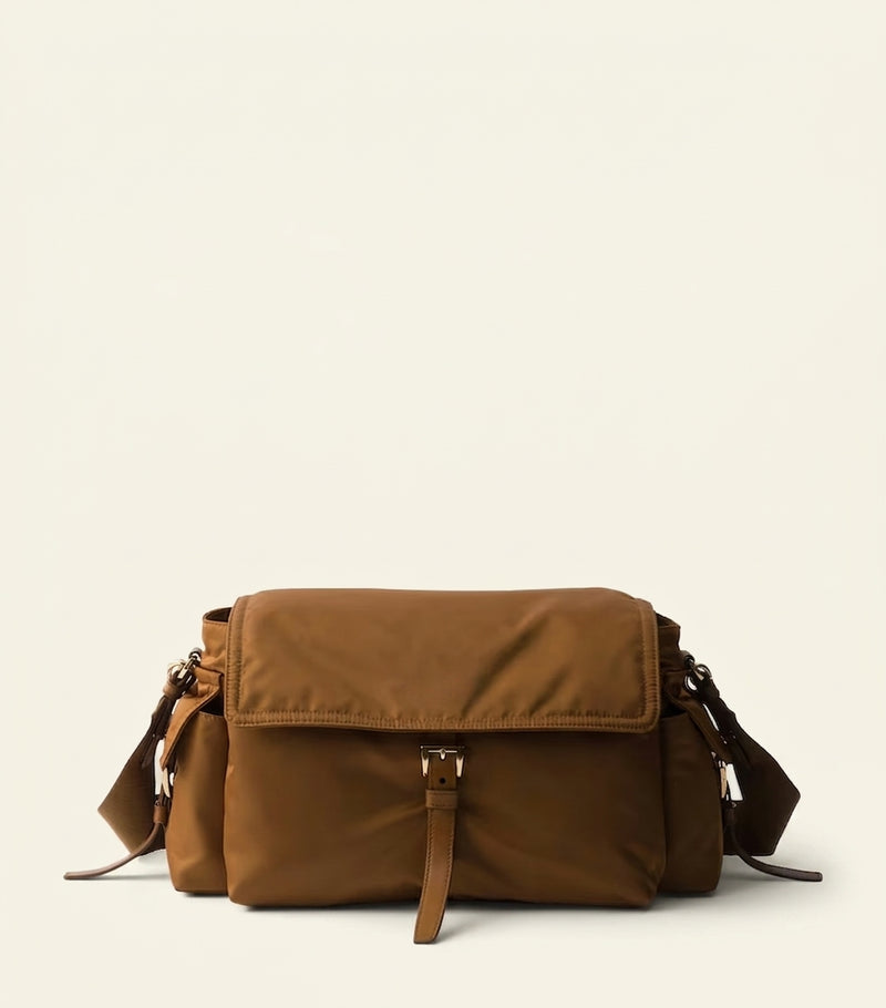 Prada Large Re-Nylon Leather Explore Shoulder Bag, imported from the UK