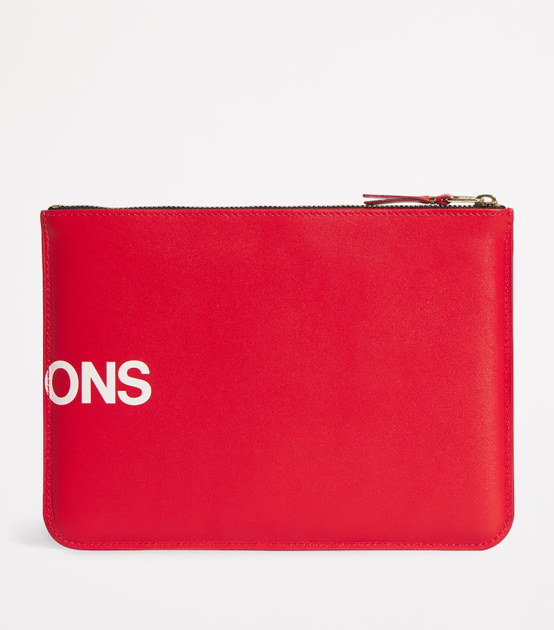 Comme des Garçons large leather logo pouch, UK version
