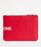 Comme des Garçons large leather logo pouch, UK version