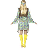 Smiffys 60s Hippie Chick Costume with dress, waistcoat, medallion, headband - British product