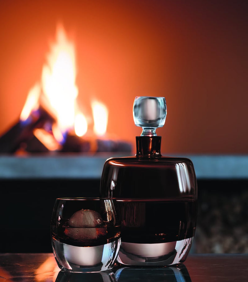 LSA International brown glass whisky decanter with hand-ground stopper, UK version