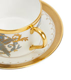 Wedgwood Phoenix teacup and saucer in bone china with jasperware blue design, imported from the UK