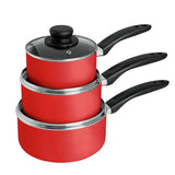 Argos Argos Home 3 Piece Aluminium Pan Set - Red- Buy online at McGrocer