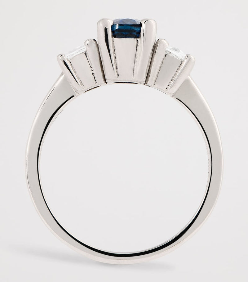 Suzanne Kalan one-of-a-kind ring with blue sapphire and diamonds - British product