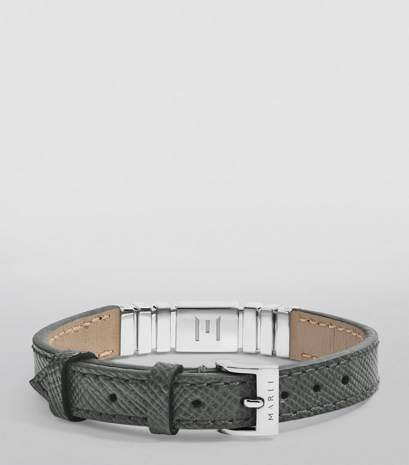 Marli New York white gold and saffiano leather UNII bracelet, UK version