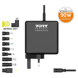 Port Connect 90W laptop power supply with interchangeable tips (British brand)