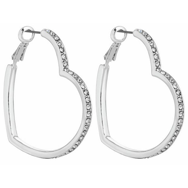 Lipsy crystal heart hoop earrings (British brand)