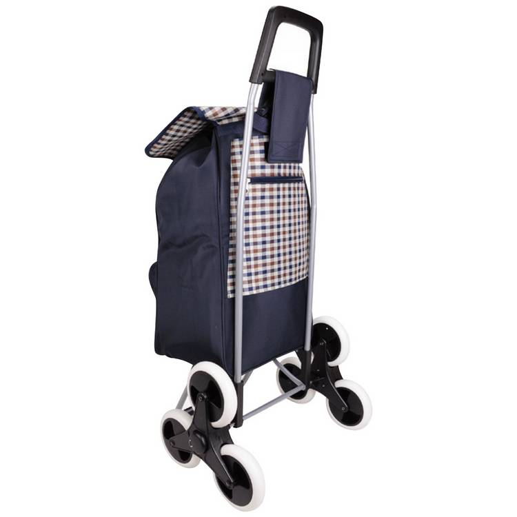 Navy stair climber shopping trolley 42-litre 6 wheels, imported from the UK