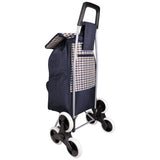 Navy stair climber shopping trolley 42-litre 6 wheels, imported from the UK