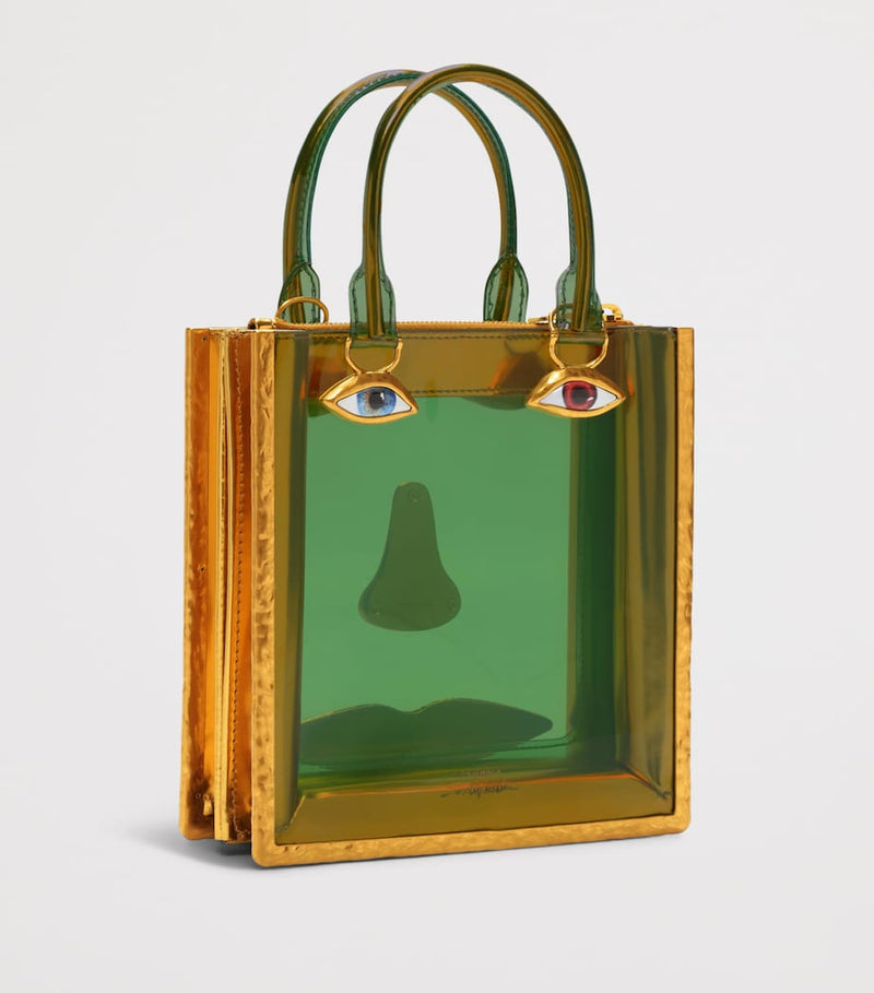 Schiaparelli vinyl face top-handle bag with gold-tone frame (British brand)