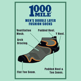 1000 Mile men's fusion socklet double layer socks (British brand)