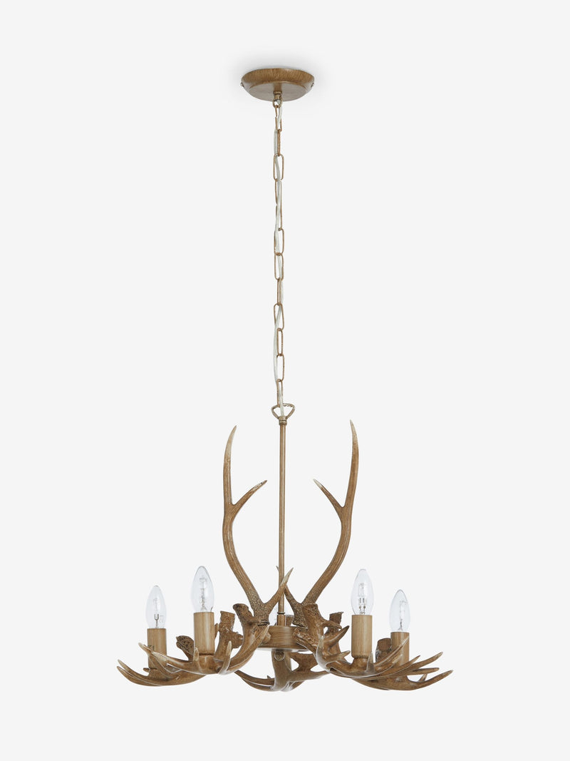 Natural antler ceiling light 5-light fitting, UK version