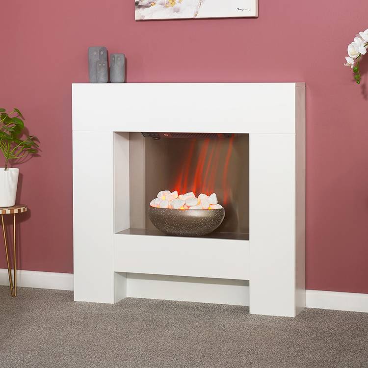 Adam Cubist electric fire suite white - British product