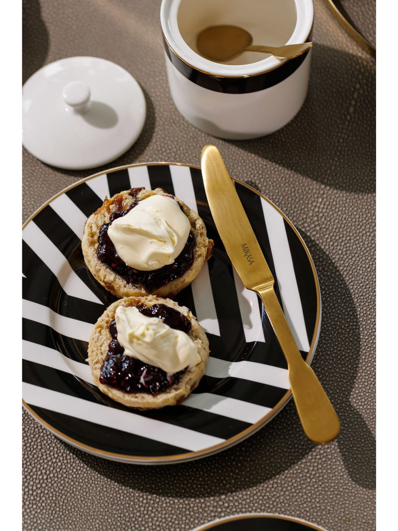 Mikasa white luxe deco with gold rim side plates set of 4, imported from the UK