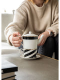 Mikasa White Luxe Deco stacking teapot and cup set, imported from the UK