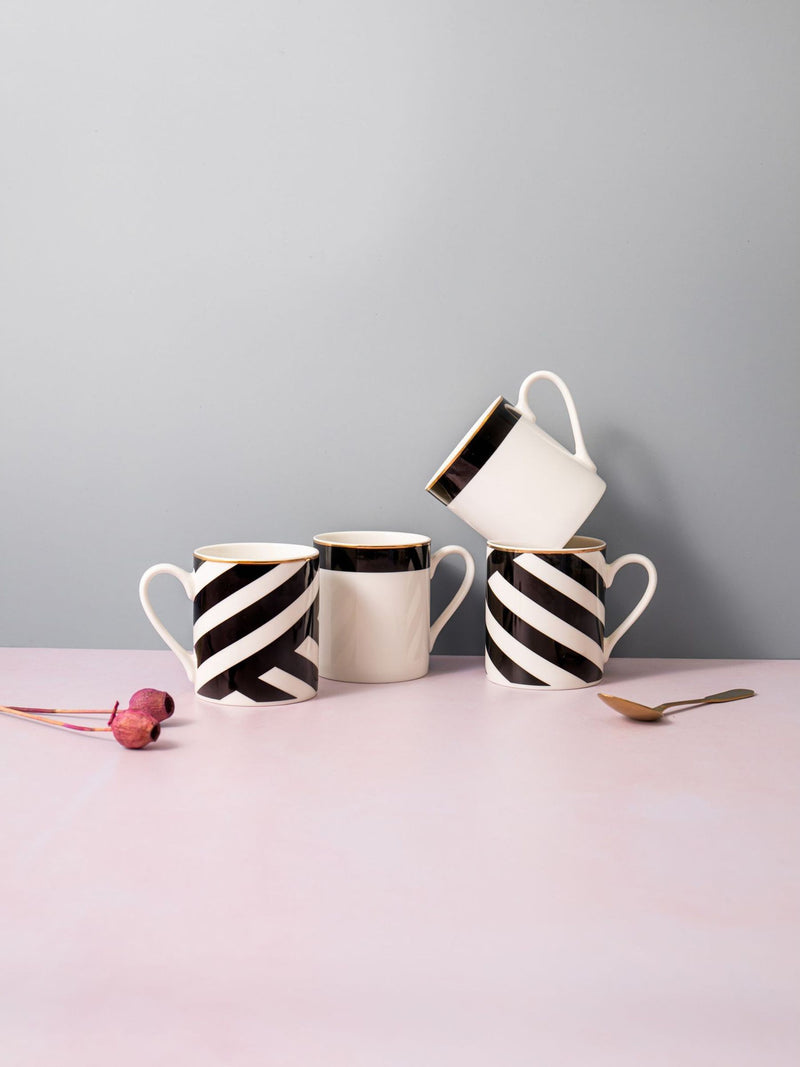 Mikasa Luxe Deco Fine China Mug Set 4, imported from the UK