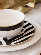 Next Mikasa White Luxe Deco Gold Rim Striped Cereal Bowl Set of 4- Buy online at McGrocer