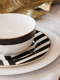 Mikasa white cereal bowl set with gold rim, imported from the UK