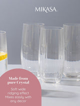 Next Mikasa Treviso Crystal Highball Ribbed Glass Set of 4 400ml- Buy online at McGrocer