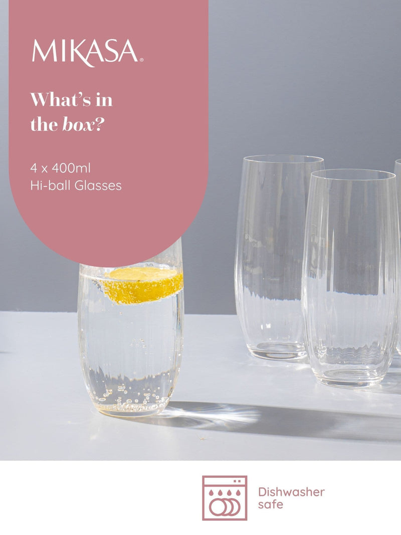 Mikasa Treviso crystal highball glasses set of 4, imported from the UK