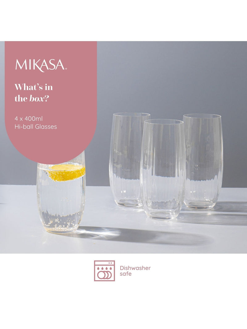 Mikasa Treviso crystal highball glasses set of 4, imported from the UK