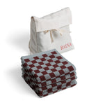 BAINA set of 4 organic cotton check pattern facecloths 30cm x 30cm - British product
