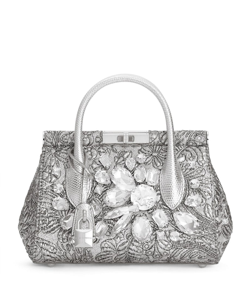 Dolce&Gabbana Marlene embroidered top-handle bag with rhinestones - British product