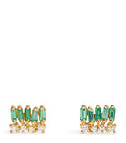 Suzanne Kalan emerald and diamond stud earrings in yellow gold, UK version