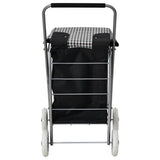 Black and check print folding shopping trolley with 4 wheels - British product