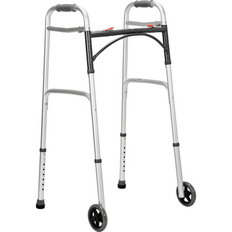 Drive Medical adjustable folding walking frame with wheels - British product
