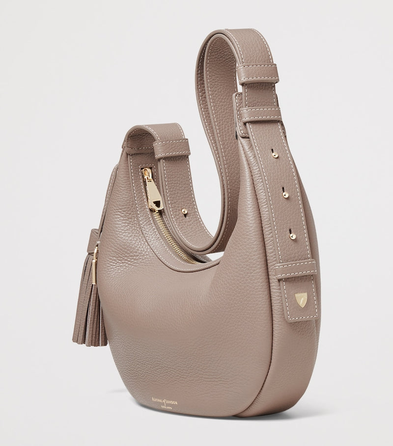 Aspinal Of London Soho Crescent small leather shoulder bag, UK version